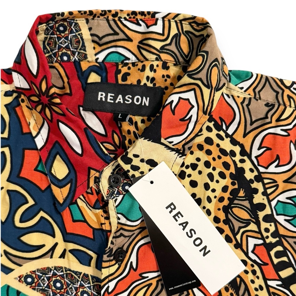 REASON “Monteverde” Vibrant Animal Print Men's Shirt, Side L - Picture 3 of 3